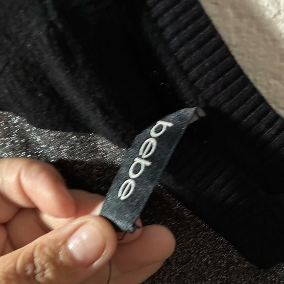 BeBe Striped Black And Grey Metallic Long Sleeve Bodycon Sweater Dress - Picture 10 of 10